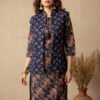 designer winter kurta set with quilted jacket & straight pant