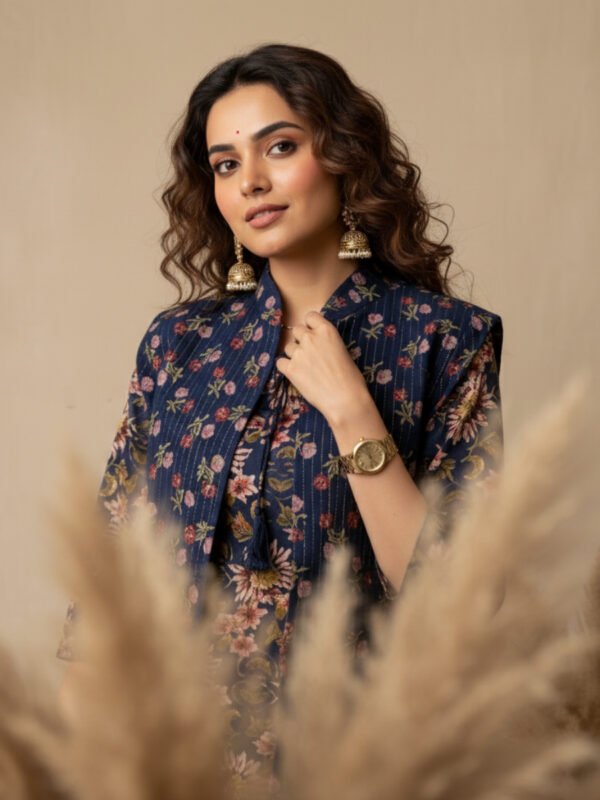 designer winter kurta set with quilted jacket & straight pant designer winter kurta set with quilted jacket & straight pant