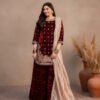 designer maroon velvet party wear set | heavy work & silk dupatta