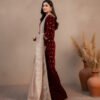 designer maroon velvet party wear set | heavy work & silk dupatta