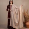 designer maroon velvet party wear set | heavy work & silk dupatta