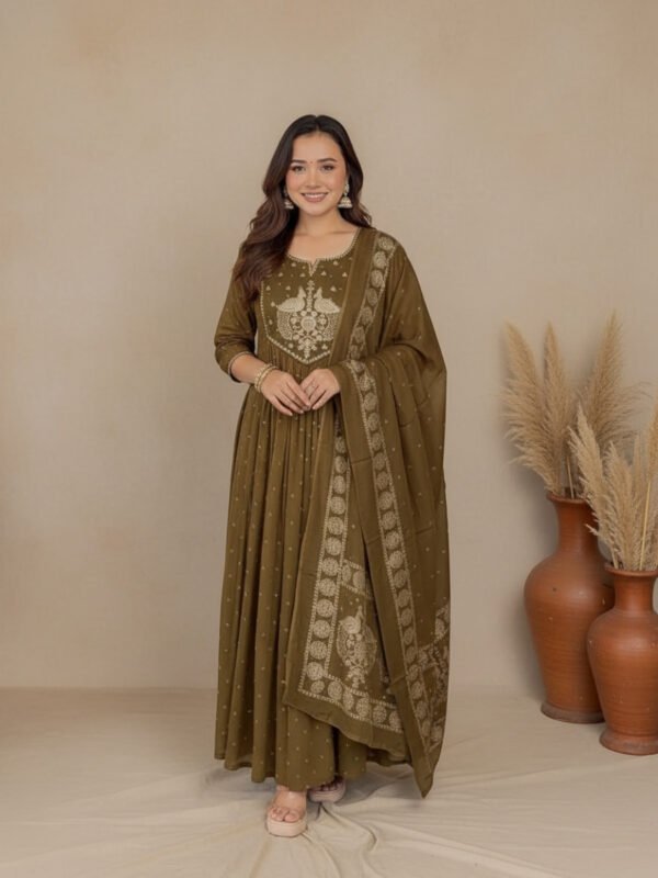 festive kurta set | a line cotton with detailed embroidery