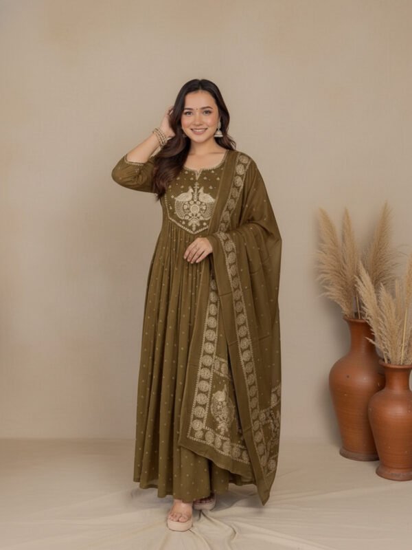 festive kurta set | a line cotton with detailed embroidery