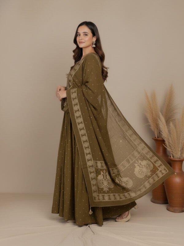 festive kurta set | a line cotton with detailed embroidery