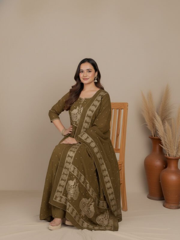 festive kurta set | a line cotton with detailed embroidery