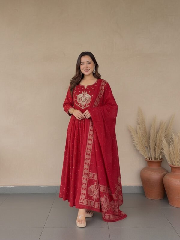 festive kurta set | a line cotton with detailed embroidery