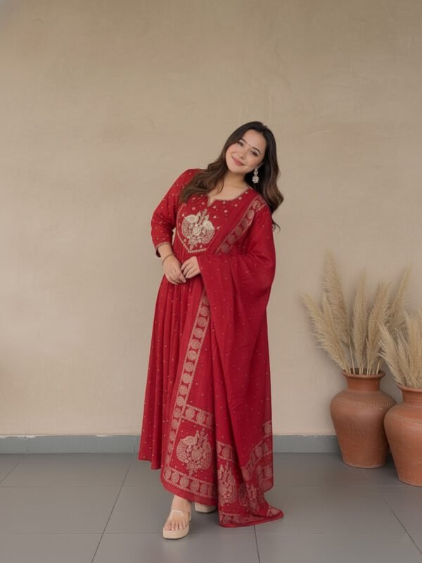 festive kurta set | a line cotton with detailed embroidery