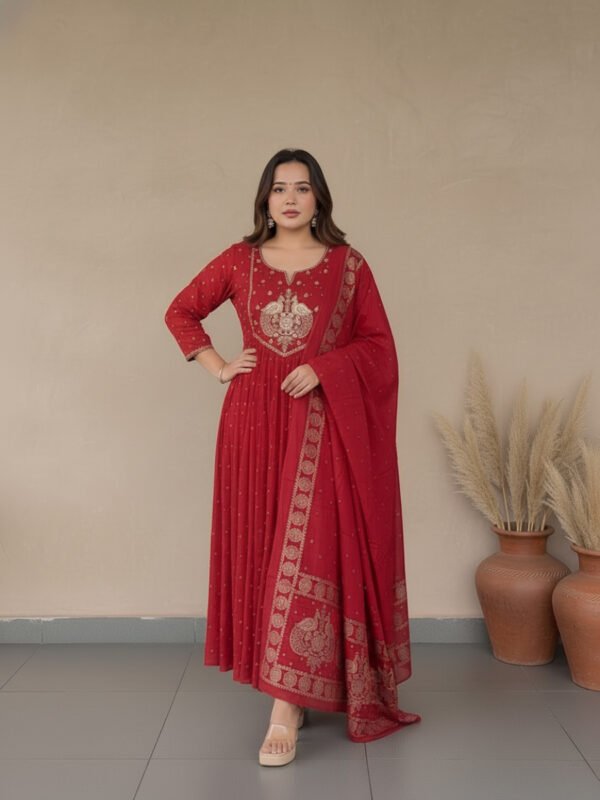 festive kurta set | a line cotton with detailed embroidery