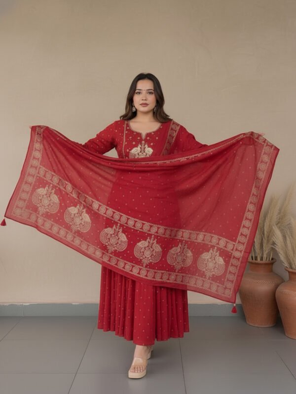 festive kurta set | a line cotton with detailed embroidery