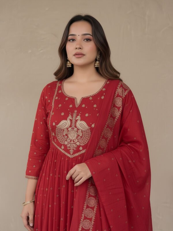 festive kurta set | a line cotton with detailed embroidery