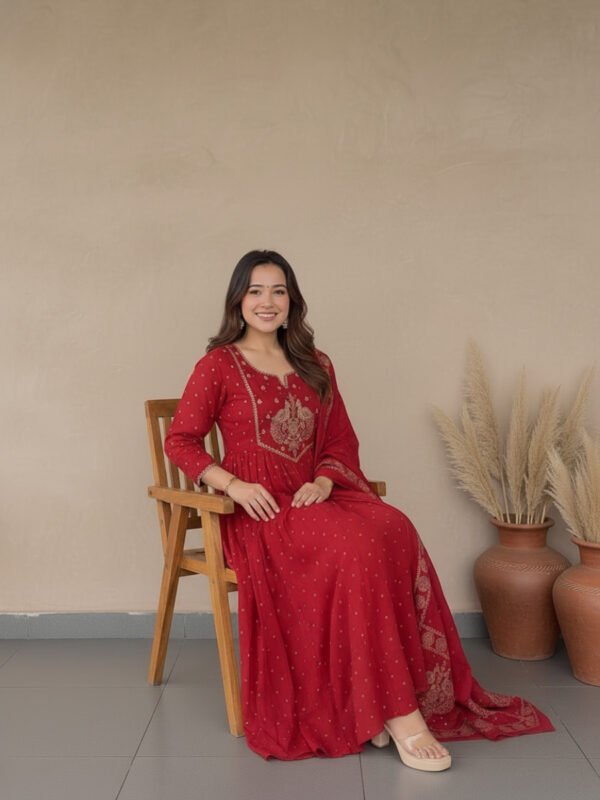 festive kurta set | a line cotton with detailed embroidery