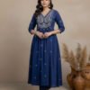 embroidered sequence work kurti set | mul mul cotton gown with dupatta
