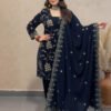 heavy viscose velvet suit | multi sequence embroidery & velvet dupatta