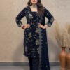 heavy viscose velvet suit | multi sequence embroidery & velvet dupatta