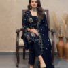 heavy viscose velvet suit | multi sequence embroidery & velvet dupatta