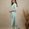 mint green embroidered kurti set | comfortable daily/work wardrobe