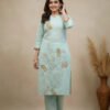 mint green embroidered kurti set | comfortable daily/work wardrobe