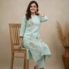 mint green embroidered kurti set | comfortable daily/work wardrobe