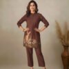 cotton slub co ord set | hand painted style embroidery work (2 pcs)