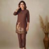 cotton slub co ord set | hand painted style embroidery work (2 pcs)