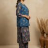 designer winter kurta set with quilted jacket & straight pant