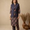 designer winter kurta set with quilted jacket & straight pant